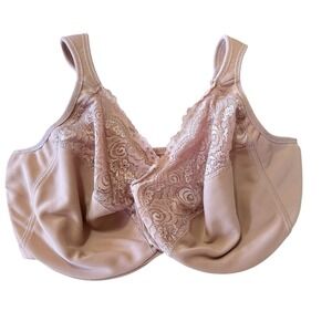 glamorise front close bra Beige 42H‎ Underwire Lace Accents Preowned